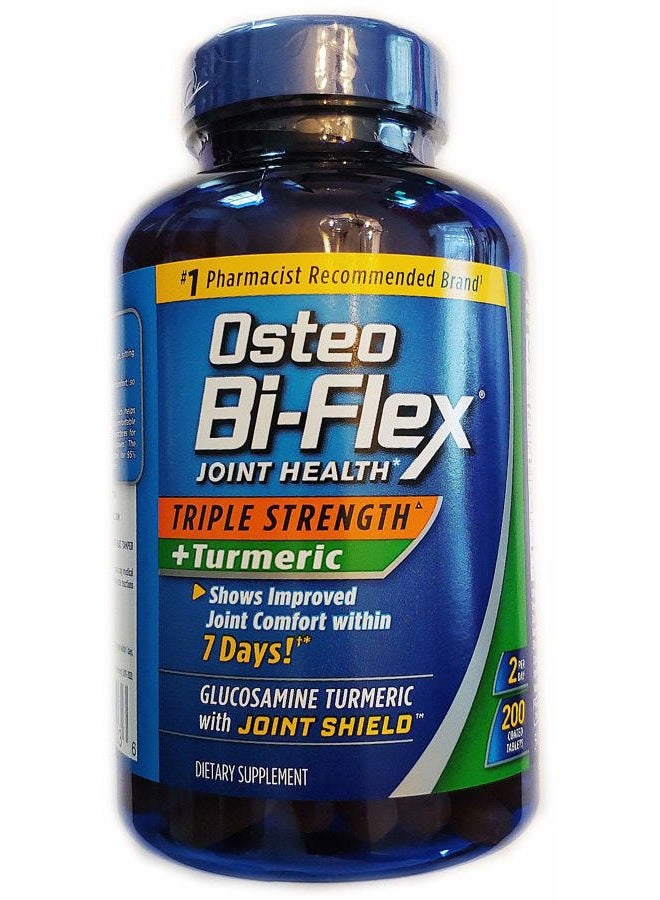 Osteo Bi-Flex , Triple Strength + Turmeric, 200 Tablets, with Glucosamine HCI and Turmeric Curcumin, Joint Supplement for Men and Women - Image 1